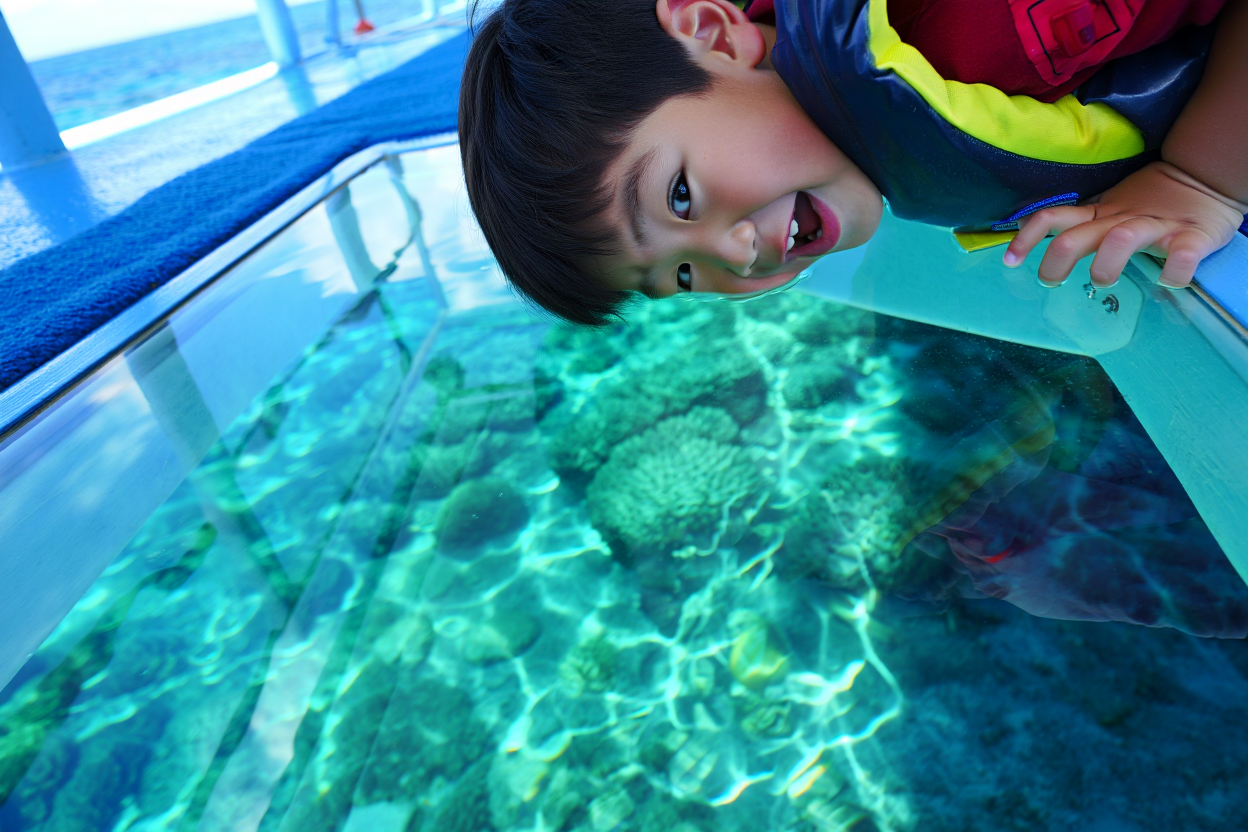 グラスボートを覗く子供
