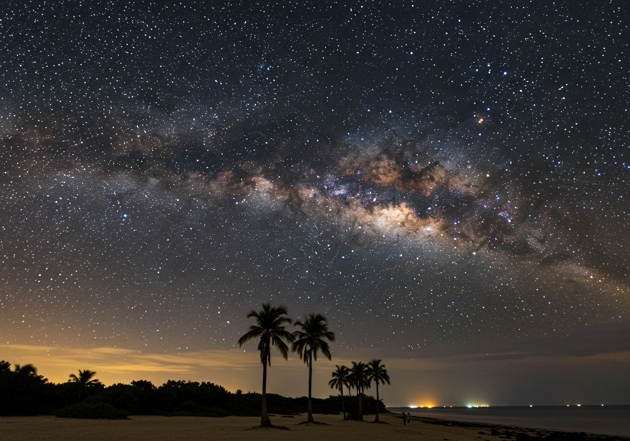 ヤシの木と星空