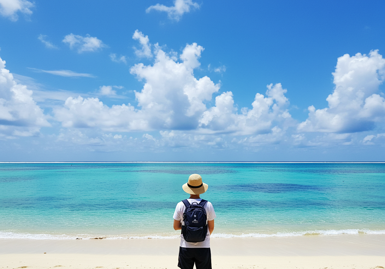 海を眺める少年